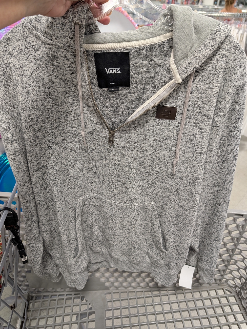 Vans Women's Gray Heather Quarter-Zip Hoodie Sweater